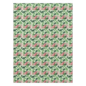 Nappe Flamant Rose Tropical Feuilles de Palmier Vert Lys (Devant)