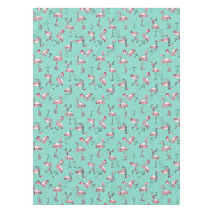 Nappe Flamants roses de Noël amusants avec chapeaux de P