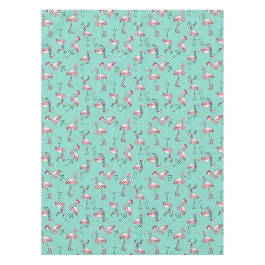 Nappe Flamants roses de Noël amusants avec chapeaux de P (Devant)