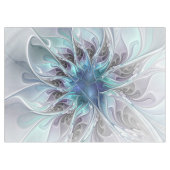 Nappe Fleur Abstraite Fractale Moderne Avec Bleu (Devant (Horizontal))