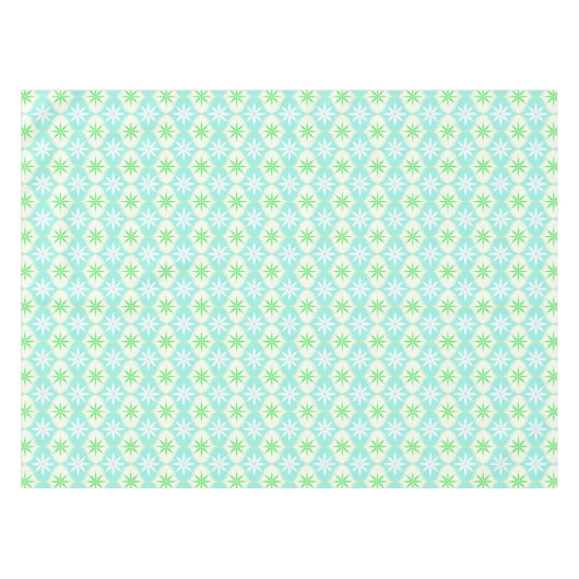 Nappe Fleur blanche rétro et verre bleu étoile vert (Devant (Horizontal))