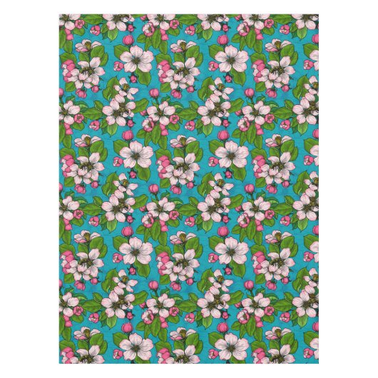 Nappe Fleur d'Apple sur le turquoise (Devant)