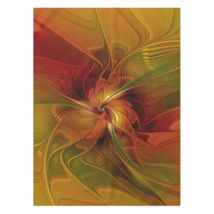 Nappe Fleur d'art fractal abstraite rouge orange marron 