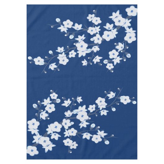 Nappe Fleur de cerisier blanc bleu marine (Devant)