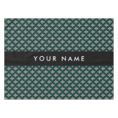 Nappe Fleur de Lis, Beige on Green, Royal, Your Name (Devant (Horizontal))
