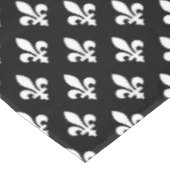 Nappe Fleur de Lis, Blanc sur Noir, Blanc, Votre Nom (Angle)