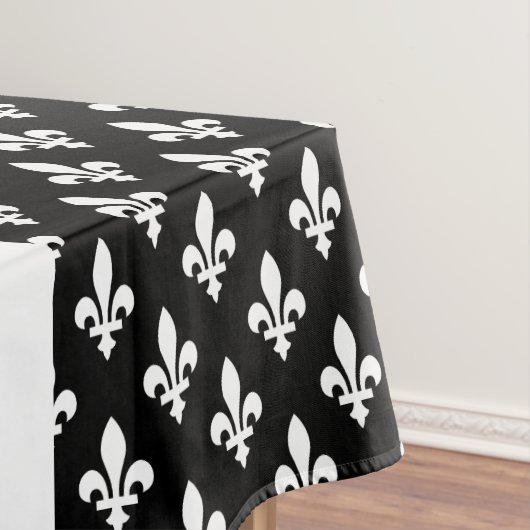 Nappe Fleur de Lis, Blanc sur Noir, Blanc, Votre Nom (In Situ)