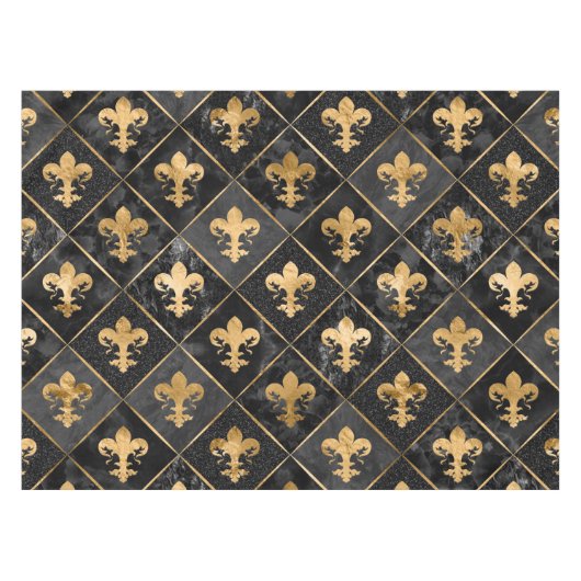 Nappe Fleur de lis motif Marbre noir et or (Devant (Horizontal))