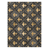 Nappe Fleur de lis motif Marbre noir et or (Devant)