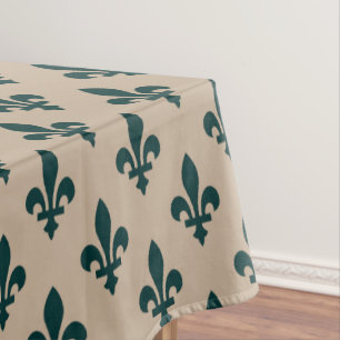 Nappe Fleur de Lis Motif, Royal French Green on Cream