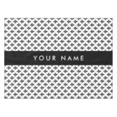 Nappe Fleur de Lis, Noir sur Blanc, Noir, Votre Nom (Devant (Horizontal))