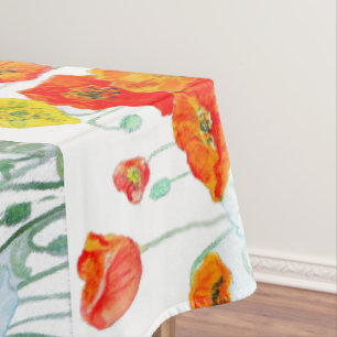 Nappe Fleur de pavot orange rouge aquarelle pavots