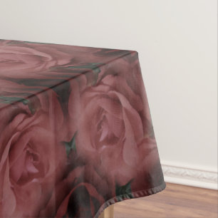 Nappe Fleur de rose rouge Abstrait Motif naturel Vintage