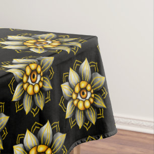 Nappe Fleur des yeux en noir et jaune - Halloween amusan