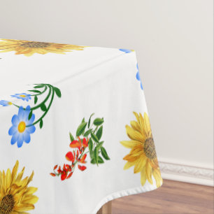 Nappe Fleur jaune bleue sauvage Floral sur fond blanc