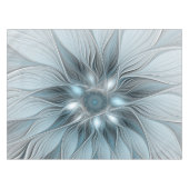 Nappe Fleur Joyeuse Abstrait gris bleu floral Fractal (Devant (Horizontal))