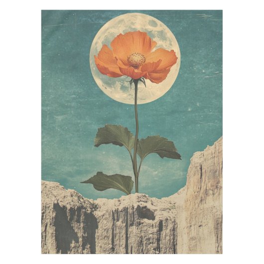 Nappe Fleur orange Lune - Charme Boho Vintage (Devant)