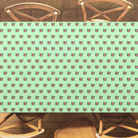 Nappe Fleur rose rose Motif sans couture sur vert clair