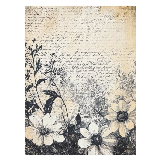 Nappe Fleur rustique et calligraphie - Papier Brown viei (Devant)