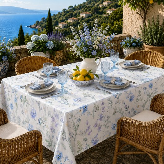 Nappe Fleur sauvage aquarelle bleu violet