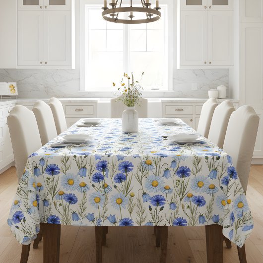 Nappe Fleur sauvage aquarelle bleue