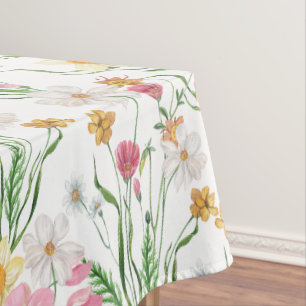 Nappe Fleur sauvage aquarelle rose vert