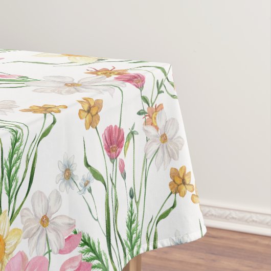 Nappe Fleur sauvage aquarelle rose vert (In Situ)