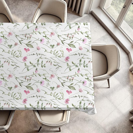 Nappe Fleur sauvage aquarelle rose vert