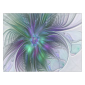 Nappe Fleur verte abstraite moderne fractale violette (Devant (Horizontal))