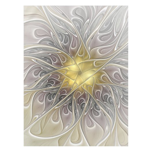 Nappe Fleurir Avec Or Moderne Fleur Abstraite Fractale (Devant)