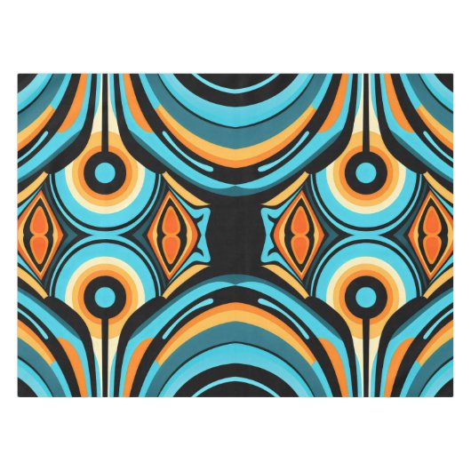 Nappe Fleurs abstraites en gras Azur Cobalt Cascade (Devant (Horizontal))