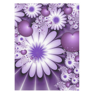 Nappe Fleurs abstraites et cœurs fractals de l'amour nai
