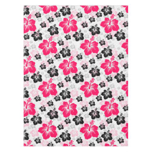 Nappe Fleurs Abstraites Rouge Noir Blanc