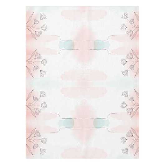 Nappe Fleurs Aquarelle Rose Romantique (Devant)