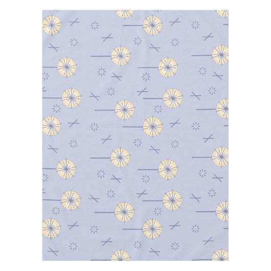 Nappe Fleurs atomiques rétro bleu jaune (Devant)