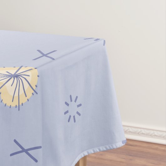 Nappe Fleurs atomiques rétro bleu jaune (In Situ)