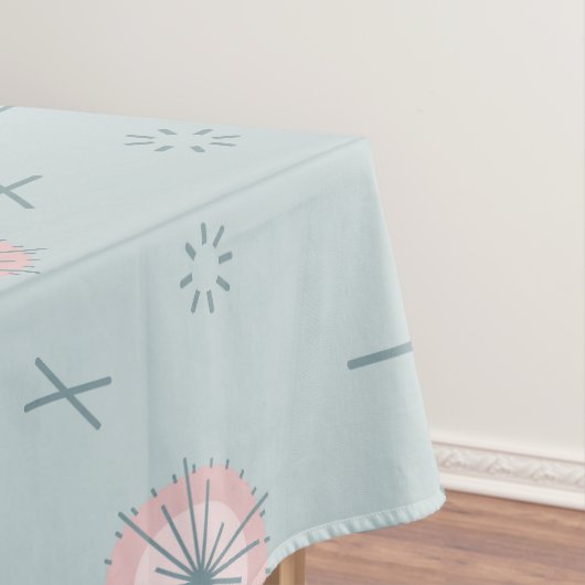 Nappe Fleurs atomiques rétro Rose vert (In Situ)