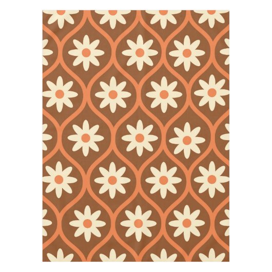 Nappe Fleurs blanches rétro sur oignon Vintage Brown (Devant)