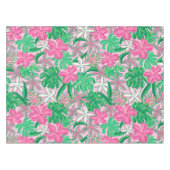 Nappe Fleurs Blanches Roses Tropicales Feuilles de Palmi (Devant (Horizontal))