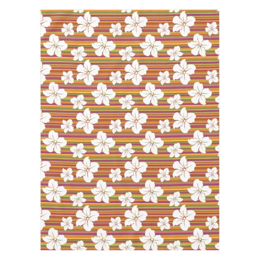 Nappe Fleurs blanches sur un arrière - plan rayé (Devant)