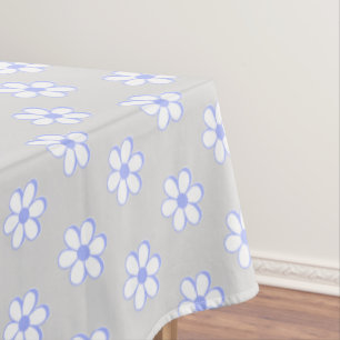 Nappe Fleurs bleues et blanches modernes sur gris clair