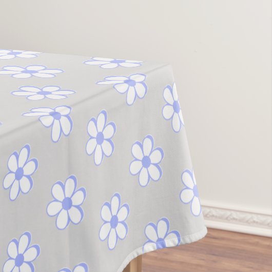 Nappe Fleurs bleues et blanches modernes sur gris clair (In Situ)