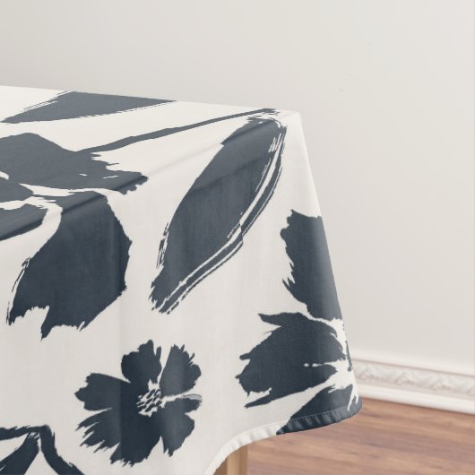 Nappe Fleurs bleues Oxford en toile crème (In Situ)