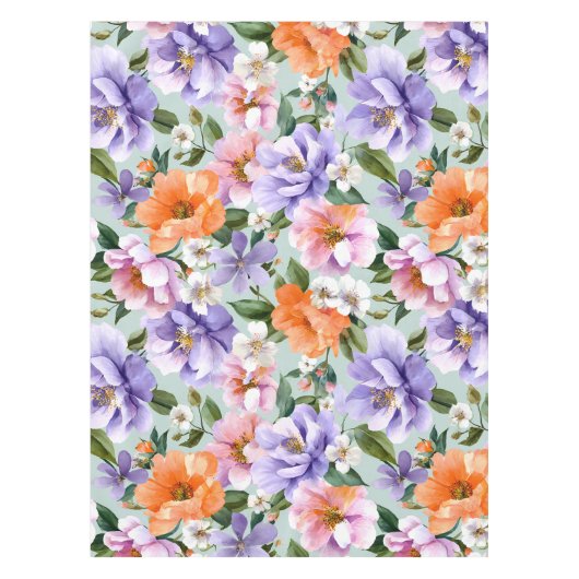 Nappe Fleurs colorées assourdies Fleur boho  (Devant)