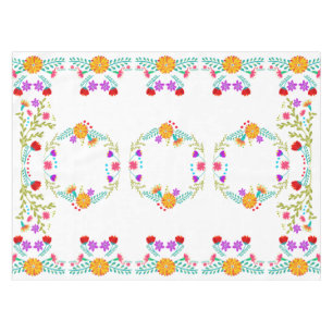 Nappe Fleurs colorées de la fête mexicaine sur fond blan
