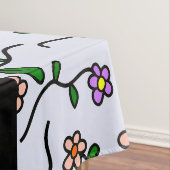 Nappe Fleurs Colorées, Fond Bleu, Noir (In Situ)
