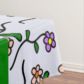 Nappe Fleurs Colorées, Fond Bleu, Vert (In Situ)