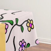 Nappe Fleurs Colorées, Fond Rose, Jaune (In Situ)