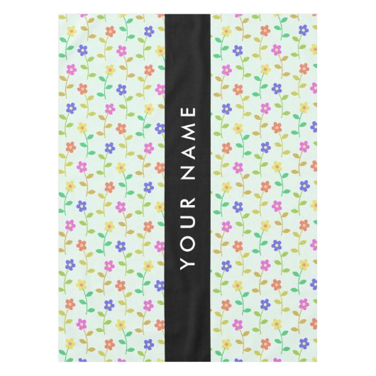 Nappe Fleurs colorées, fond vert clair, noir (Devant)