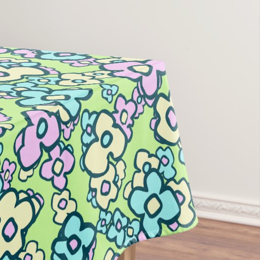 Nappe Fleurs d'art populaire Couleurs pastel Vert printe (In Situ)